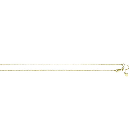 0.85mm Adjustable Box Chain 14K Yellow Gold, 16 to 22 Inches - 1000Jewels.com