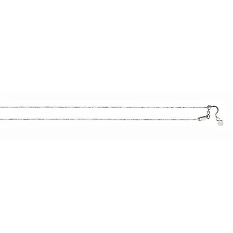 0.85mm Adjustable Box Chain 14K White Gold, 16 to 22 Inch Length - 1000Jewels.com