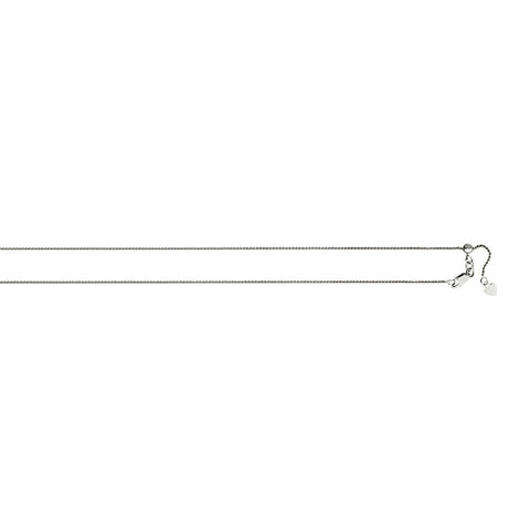 1.05mm Adjustable Wheat Chain 14K White Gold, 16 to 22 Inches - 1000Jewels.com