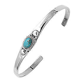 Janna: 925 Sterling Silver Turquoise Cuff Bangle Bracelet - 1000Jewels.com