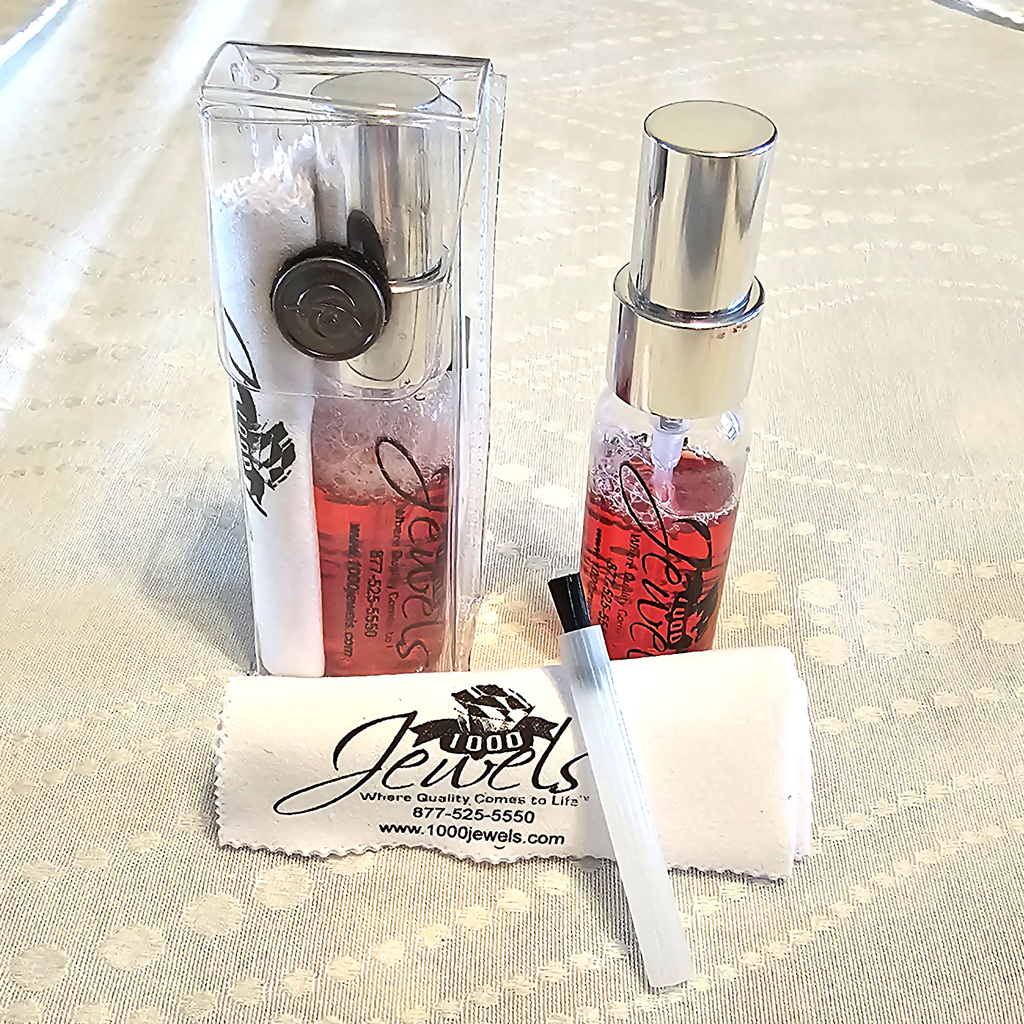 Jewelry Cleaning Kit With Microfiber Polishing Cloth, Cleaning Solution, and Brush - 1000Jewels.com