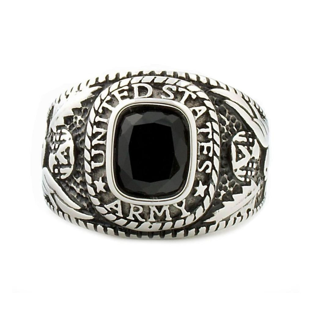 Hood: Womens US Army 316L Stainless Steel Ring Military Veterans Gift - 1000Jewels.com