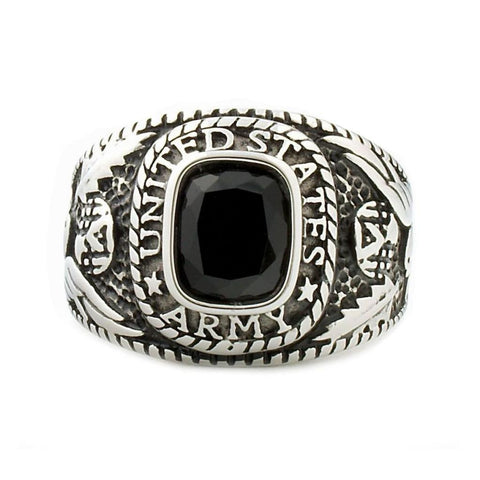 Hood: Womens US Army 316L Stainless Steel Ring Military Veterans Gift - 1000Jewels.com