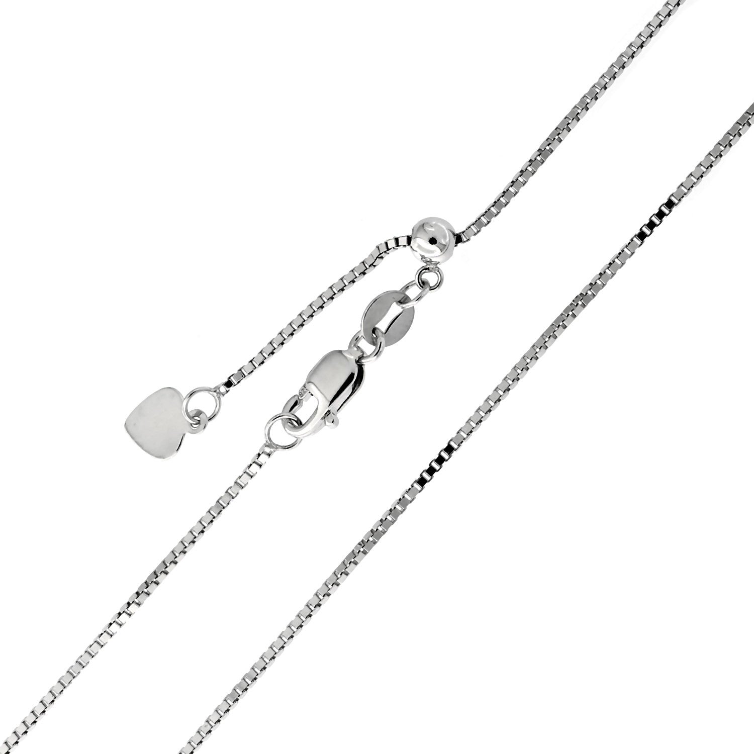 1.1mm Fully Adjustable Box Chain 925 Sterling Silver, 16 to 22