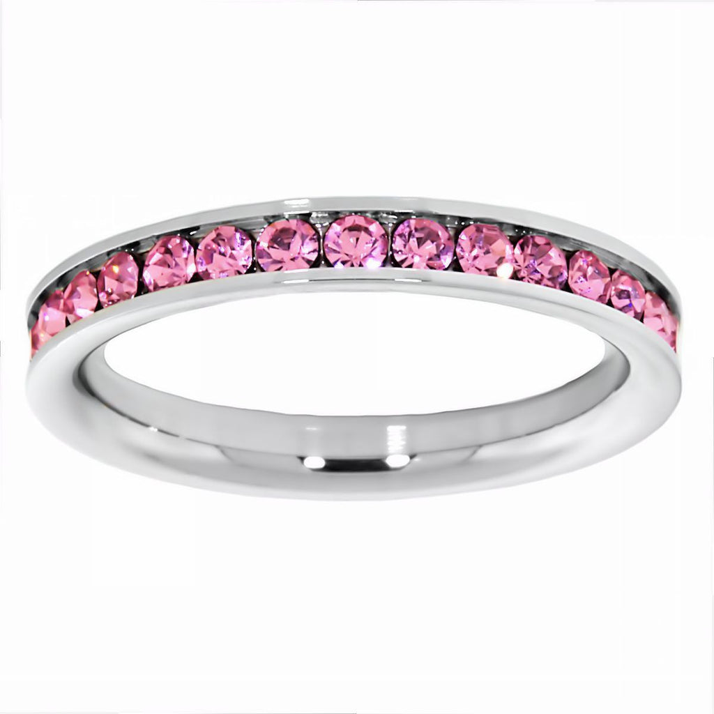 Rosette: 0.78ct Tourmaline Ice CZ 316 Steel 3mm Eternity Band Ring - 1000Jewels.com