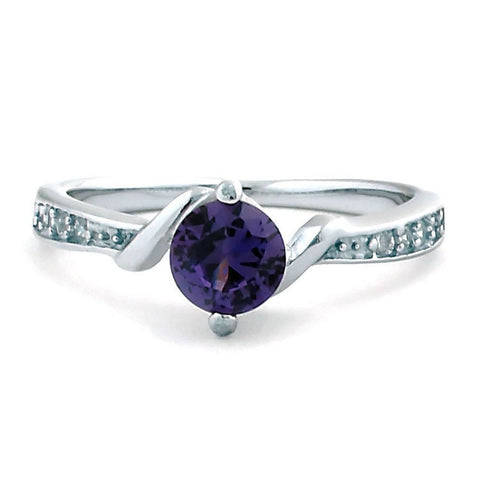 Entwined Love: Created Alexandrite and CZ Promise Friendship Band Ring - 1000Jewels.com