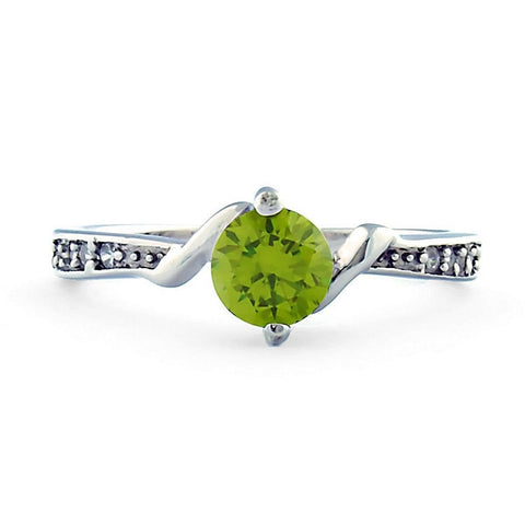 Entwined Love: Peridot and Russian Ice CZ Promise Friendship Band Ring - 1000Jewels.com
