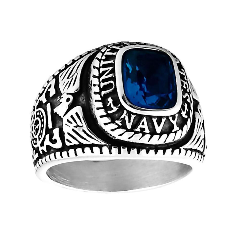 Oceana: Mens US Navy Military Service Singet Ring 316L Stainless Steel - 1000Jewels.com