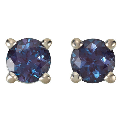 Natural Alexandrite Full Color Change Stud Earrings 14K White, Yellow, Rose Gold - 1000Jewels.com