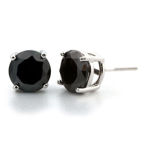 Chris: 8mm, 4.0ct Black Ice Simulated Diamond CZ Screw Back Earrings - 1000Jewels.com