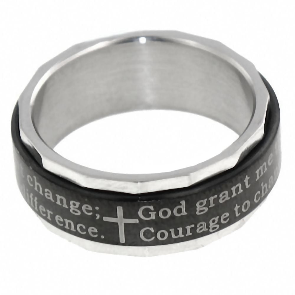 Serenity: Serenity Prayer Inscribed Spinner 316 Steel Band Ring - 1000Jewels.com