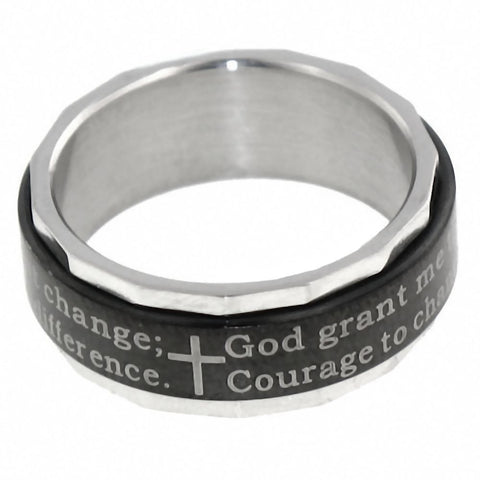 Serenity: Serenity Prayer Inscribed Spinner 316 Steel Band Ring - 1000Jewels.com