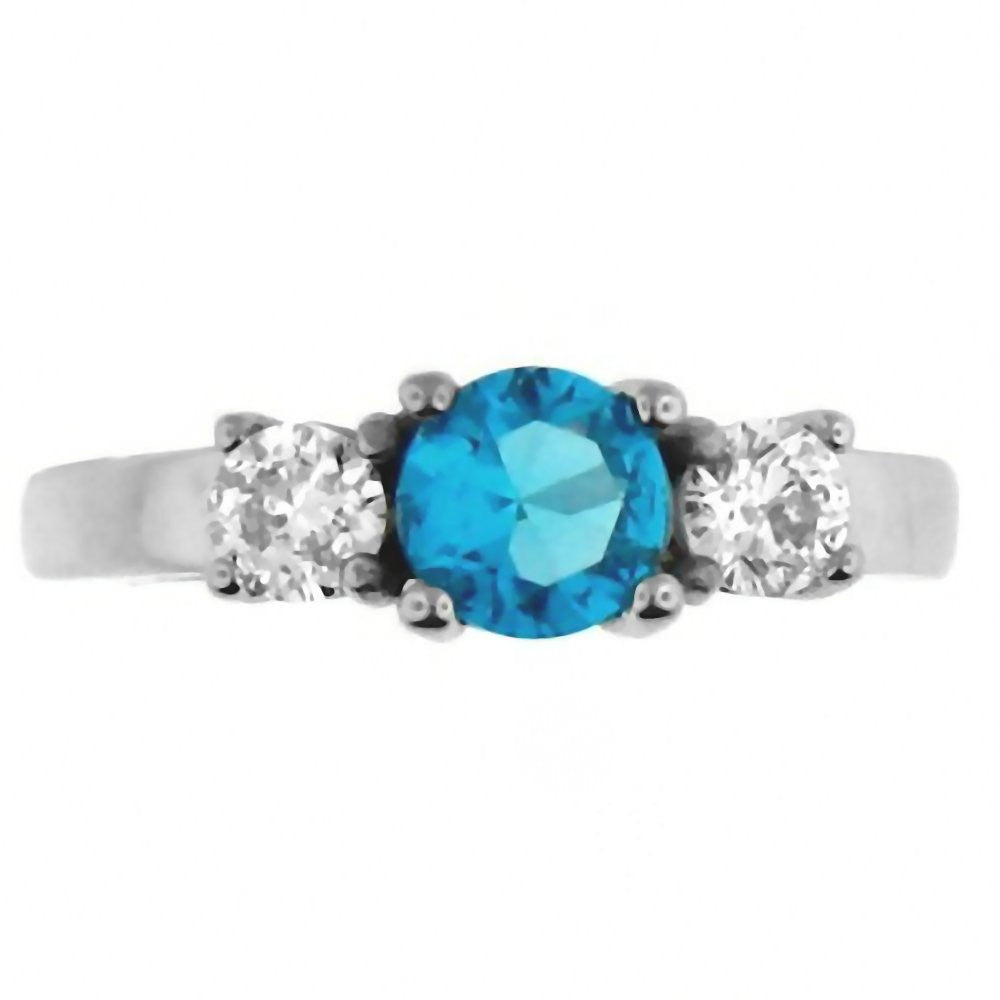 Orabella: 1.25c 3 Stone Blue Topaz Ice CZ 316 Steel Engagement Ring - 1000Jewels.com