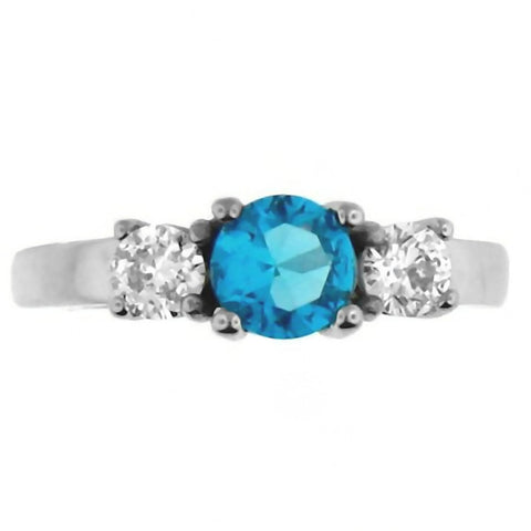 Orabella: 1.25c 3 Stone Blue Topaz Ice CZ 316 Steel Engagement Ring - 1000Jewels.com