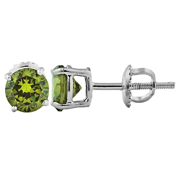 Ellah: 6mm, 1.5ct Peridot Ice CZ Screw Back Earrings Sterling Silver - 1000Jewels.com