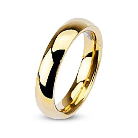 Sierra: Gold 4mm Domed Comfort Fit Stainless Steel Wedding Band Ring - 1000Jewels.com