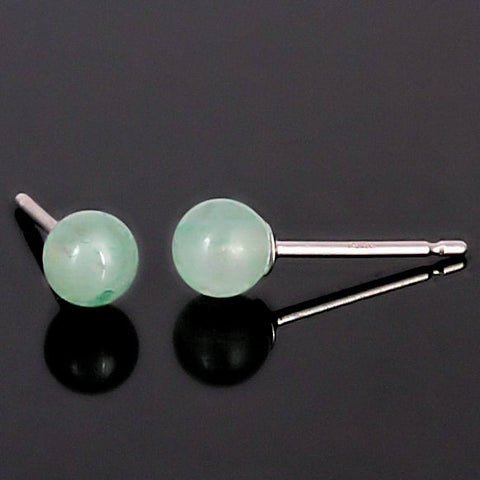 Green Jade Aventurine 4mm Ball Stud Post Earrings 925 Sterling Silver - 1000Jewels.com
