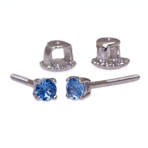 Tyler: 3mm 0.2ct Brilliant Cut London Blue Topaz Screw Back Earrings Silver - 1000Jewels.com