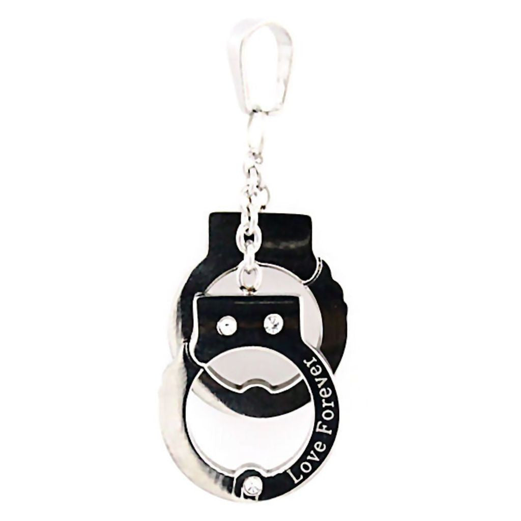 Nevada: Handcuff Love Forever Charm Pendant Russian Ice CZ 316L Steel - 1000Jewels.com