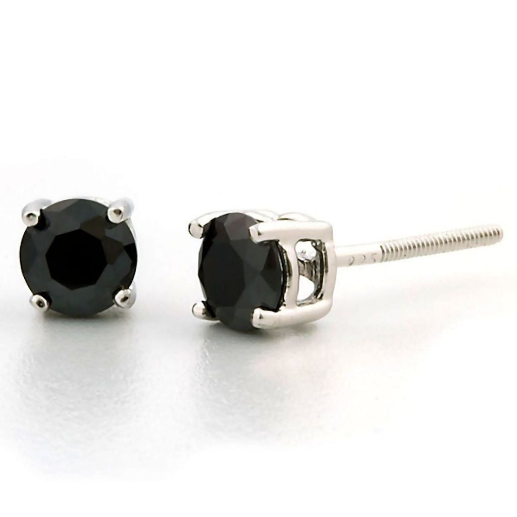 Chris: 5mm, 1.0ct Black Ice Simulated Diamond CZ Screw Back Earrings - 1000Jewels.com