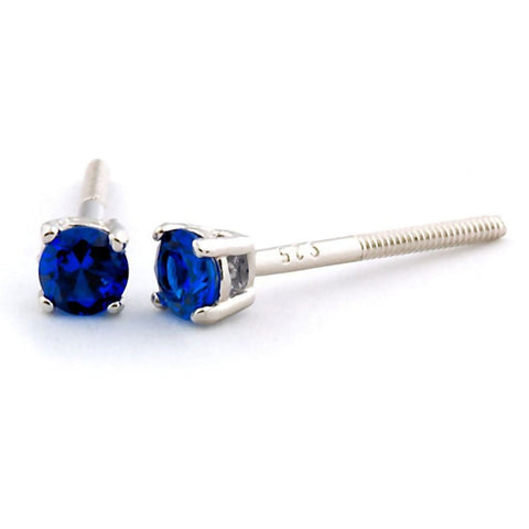 Virgo: 3mm, 0.2ct Brilliant Cut Created Ceylon Sapphire Screw Back Earrings 925 SS - 1000Jewels.com