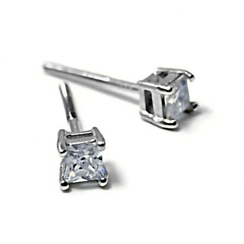 Kegan: Mens 3mm Square Cut Russian Ice CZ Screw Back Stud Earrings - 1000Jewels.com
