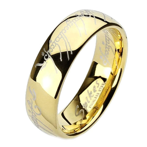 Eregion: The One Ring Replica Stainless Steel IP Gold Comfort Fit Band - 1000Jewels.com