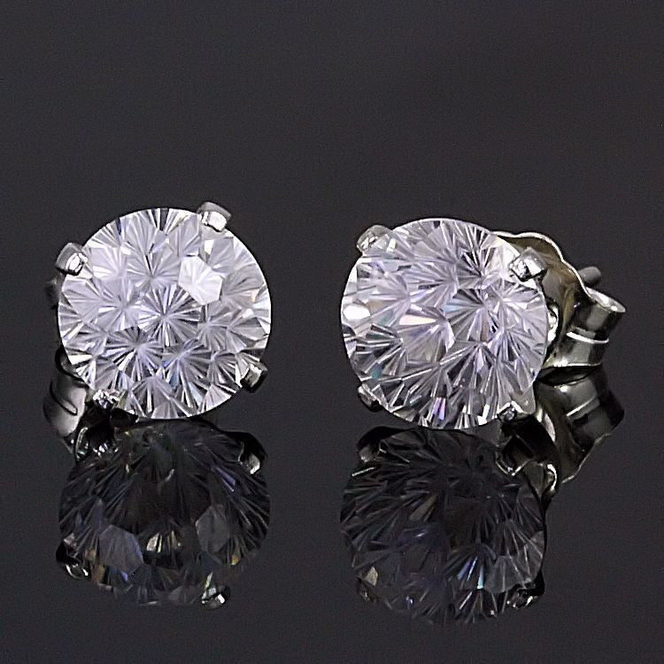Men Real Solid 925 Sterling Silver 1/3 Round Cluster Earrings Diamond Studs  Ice