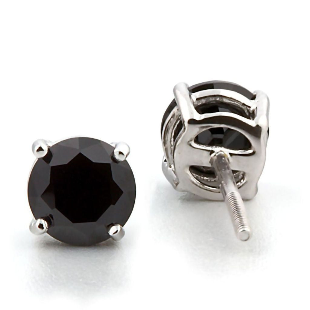 Chris: 6mm, 1.50ct Black Ice Simulated Diamond CZ Screw Back Earrings - 1000Jewels.com