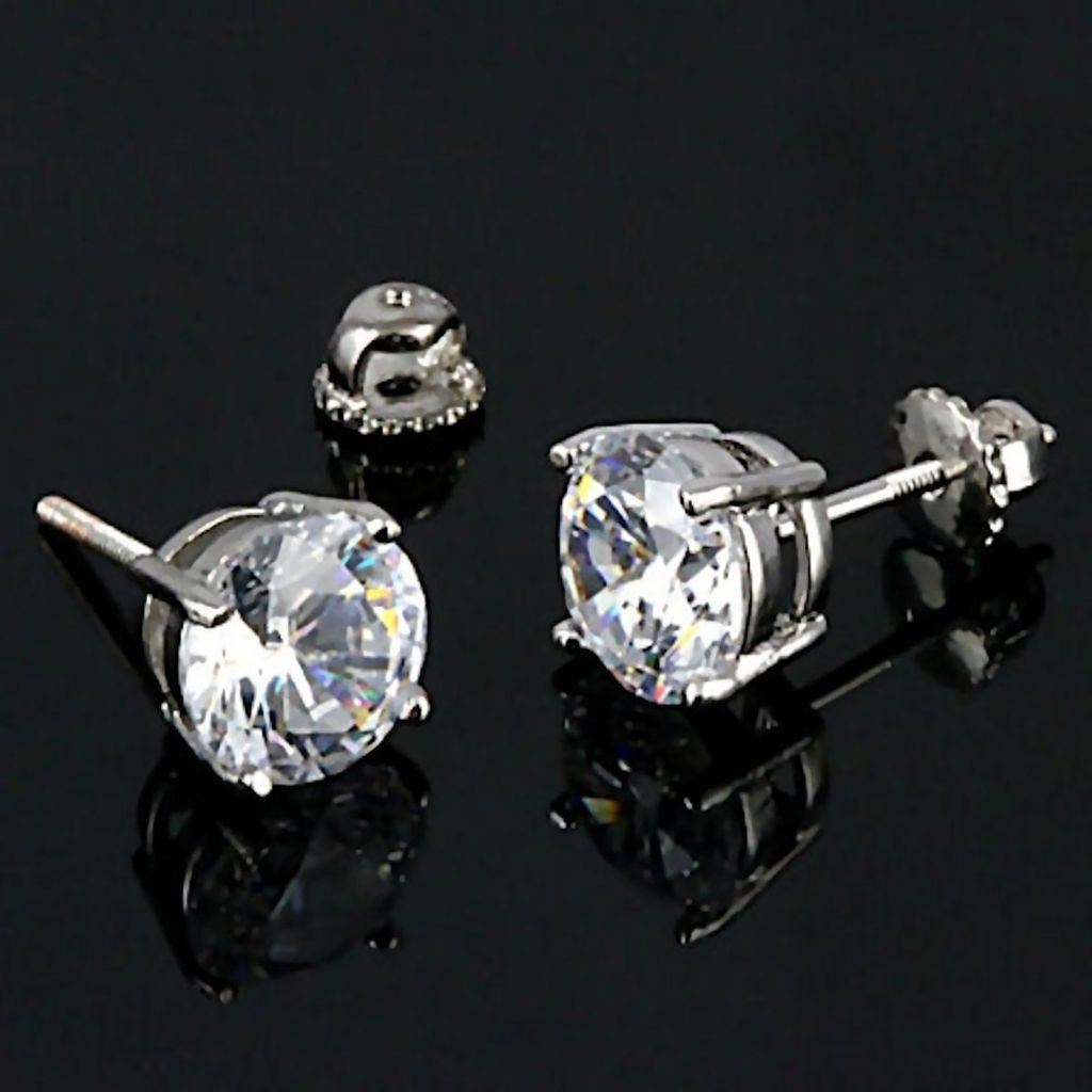 Simulated Diamond Studs | Bezel Diamond Earrings | Russian Brilliants