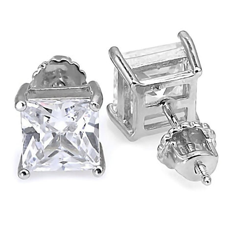 Kegan: Mens 8mm 5.80ct Square Cut Russian Ice CZ Screw Back Earrings - 1000Jewels.com