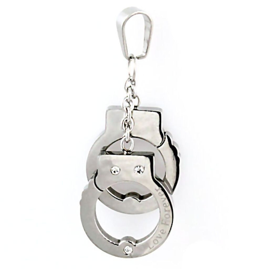 Nevada: Handcuff Love Forever Charm Pendant Russian Ice CZ 316L Steel - 1000Jewels.com