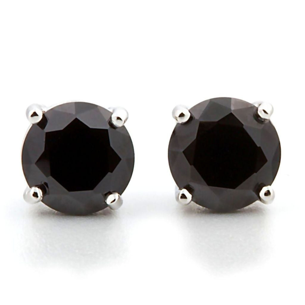 Chris: 6mm, 1.50ct Black Ice Simulated Diamond CZ Screw Back Earrings - 1000Jewels.com