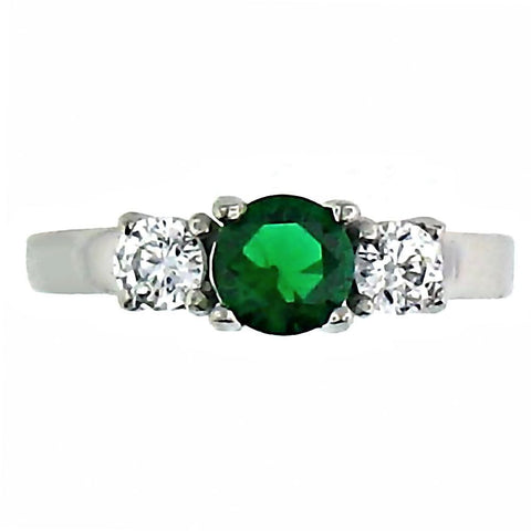 Olisa: 1.25ct 3 Stone Emerald Ice CZ 316 Steel Engagement Ring - 1000Jewels.com