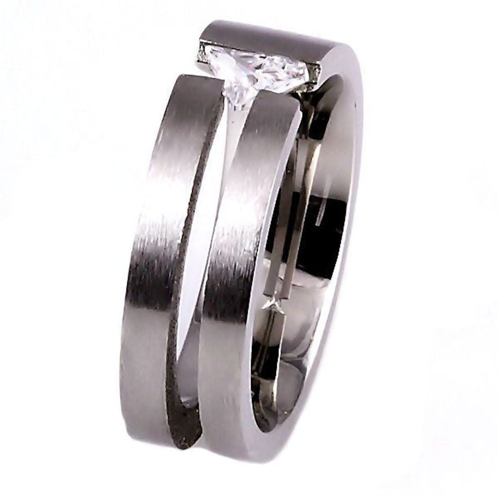 Kylee: 316L Steel Promise Friendship Russian Ice Diamond CZ Band Ring - 1000Jewels.com