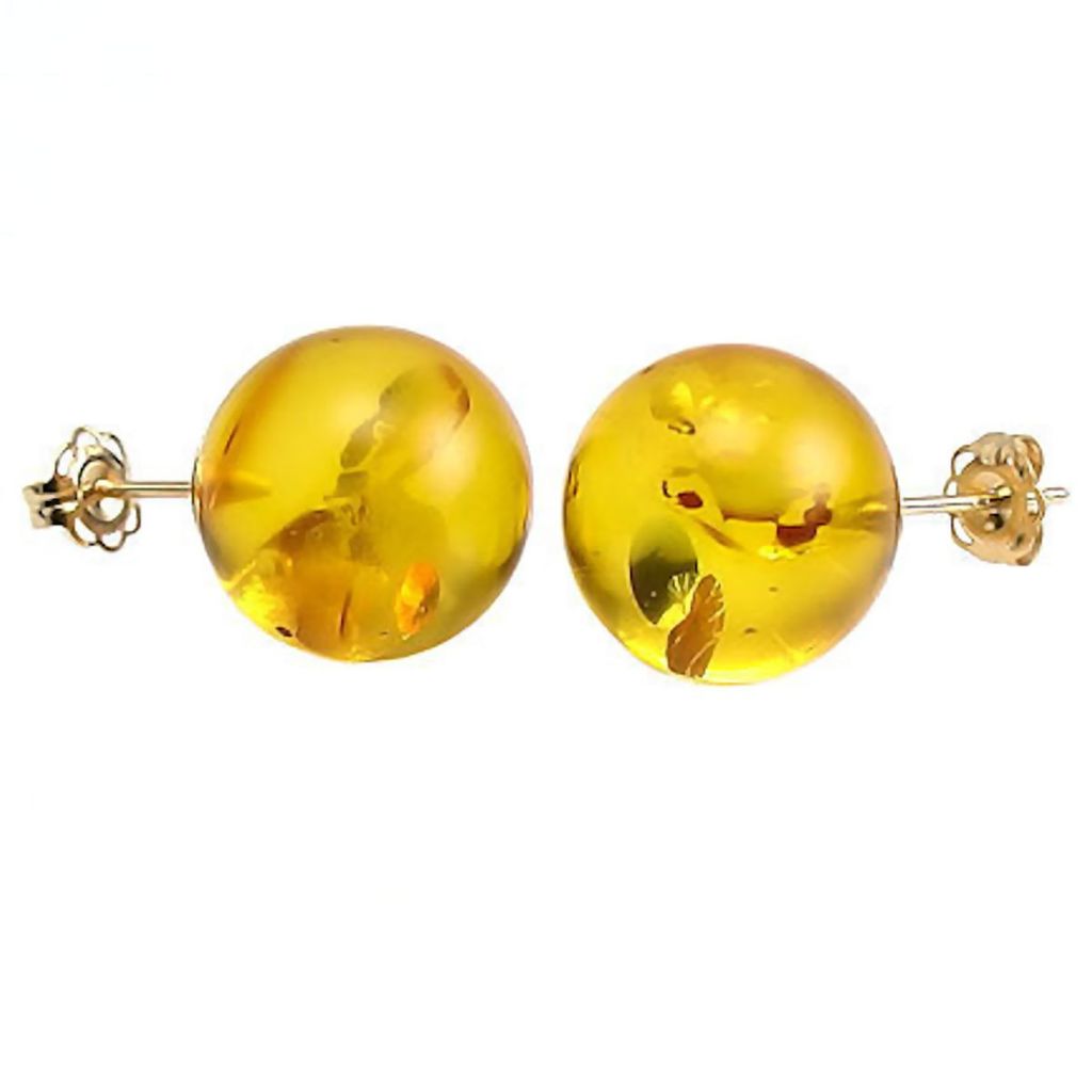 Anya: Natural Baltic Amber Ball Stud Earrings 14-20 Gold Filled - 1000Jewels.com