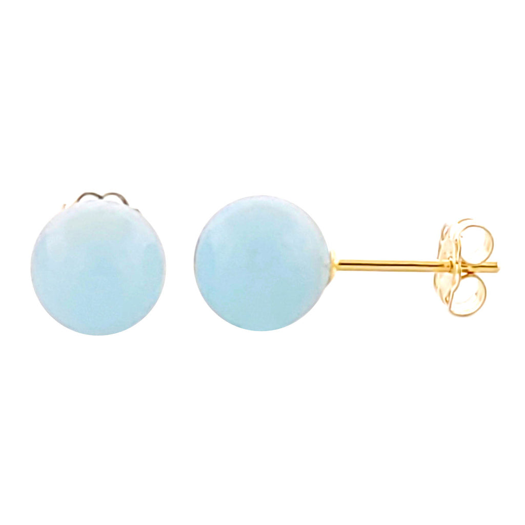 Genuine Natural Aquamarine Ball Stud Earrings - 1000Jewels.com