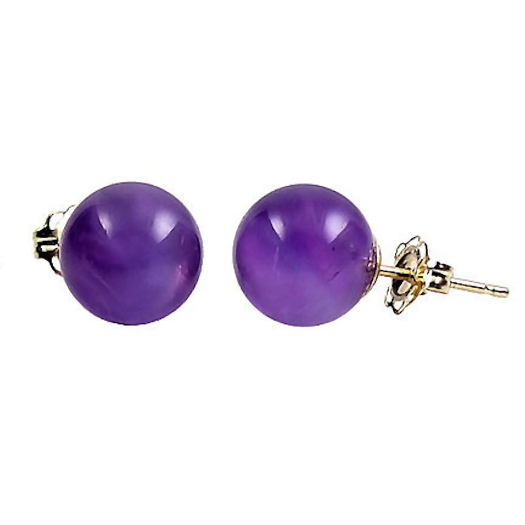 Natural Brazilian Amethyst Ball Stud Earrings 14-20 Gold Filled - 1000Jewels.com