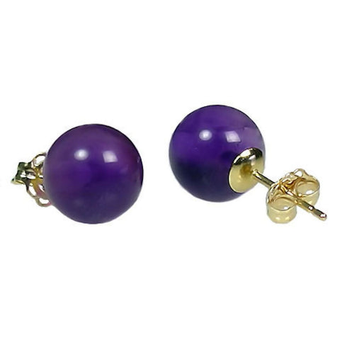 Natural Brazilian Amethyst Ball Stud Earrings 14-20 Gold Filled - 1000Jewels.com