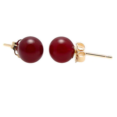 Natural Carnelian Ball Stud Earrings 14-20 Gold Filled - 1000Jewels.com