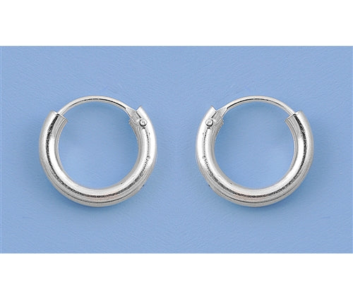 CH20-010 Petite 10mm, 0.4 inch 925 Silver Continuous Hoop Earrings - 1000Jewels.com
