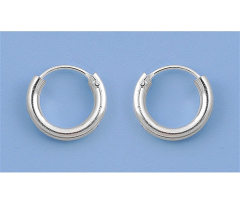 CH20-010 Petite 10mm, 0.4 inch 925 Silver Continuous Hoop Earrings - 1000Jewels.com