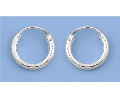 CH20-012 Petite 12mm, 1/2 inch 925 Silver Continuous Hoop Earrings - 1000Jewels.com