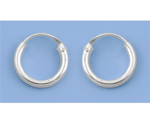 CH20-012 Petite 12mm, 1/2 inch 925 Silver Continuous Hoop Earrings - 1000Jewels.com