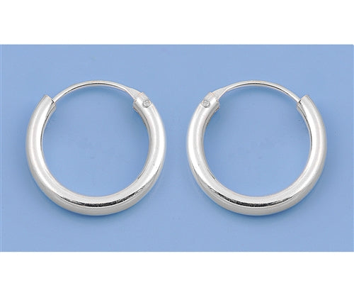 CH20-014 Small 14mm, 0.57 inch 925 Silver Continuous Hoop Earrings - 1000Jewels.com