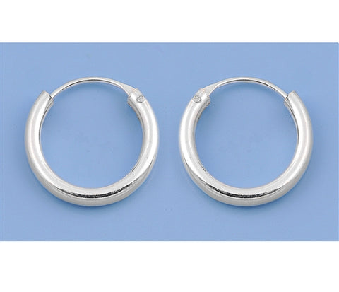 CH20-014 Small 14mm, 0.57 inch 925 Silver Continuous Hoop Earrings - 1000Jewels.com
