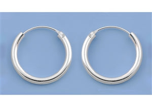 CH20-016 Small 16mm, 2/3 inch 925 Silver Continuous Hoop Earrings - 1000Jewels.com