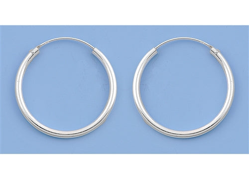 CH20-025 Classic 25mm, 1 inch 925 Silver Continuous Hoop Earrings - 1000Jewels.com