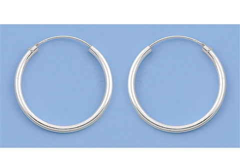 CH20-025 Classic 25mm, 1 inch 925 Silver Continuous Hoop Earrings - 1000Jewels.com