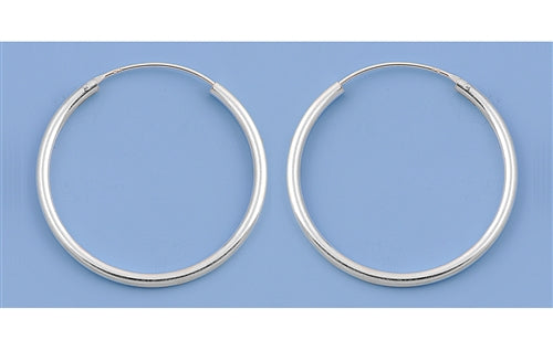 CH20-030 Mid-sized 30mm, 1.2 inch 925 Silver Continuous Hoop Earrings - 1000Jewels.com
